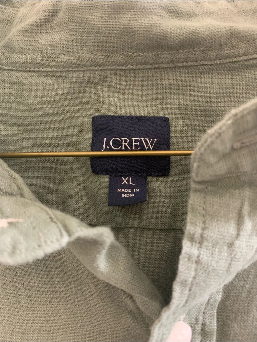 J. Crew — men’s long sleeve button up cotton/linen blend green shirt